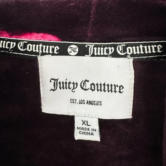 Juicy Couture Velour Track Jacket Size XL Hooded Floral Coquette Streetwear Boho - Picture 12 of 15